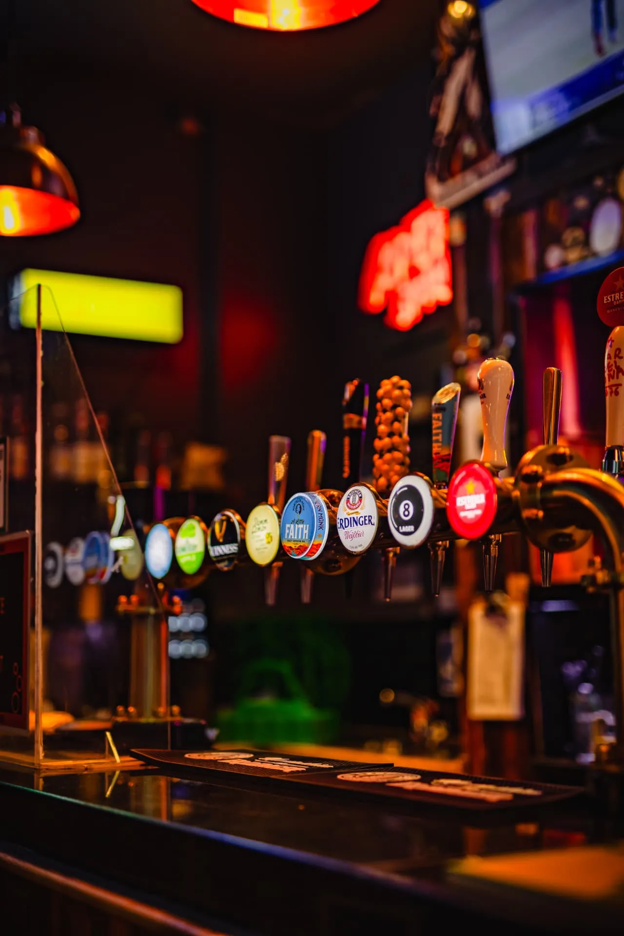 Beer taps lined up at the Toast bar