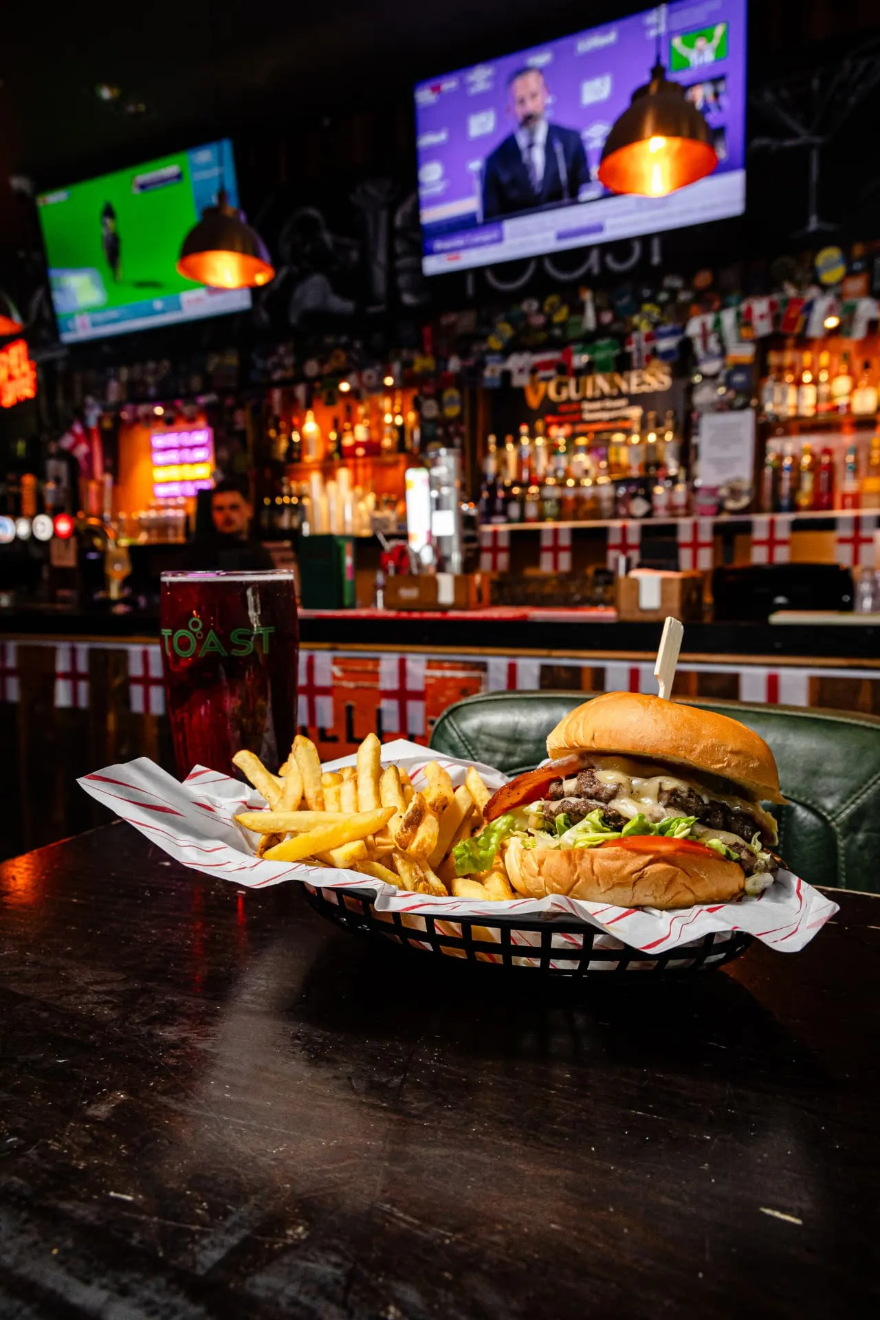 Double smash burger and fries
