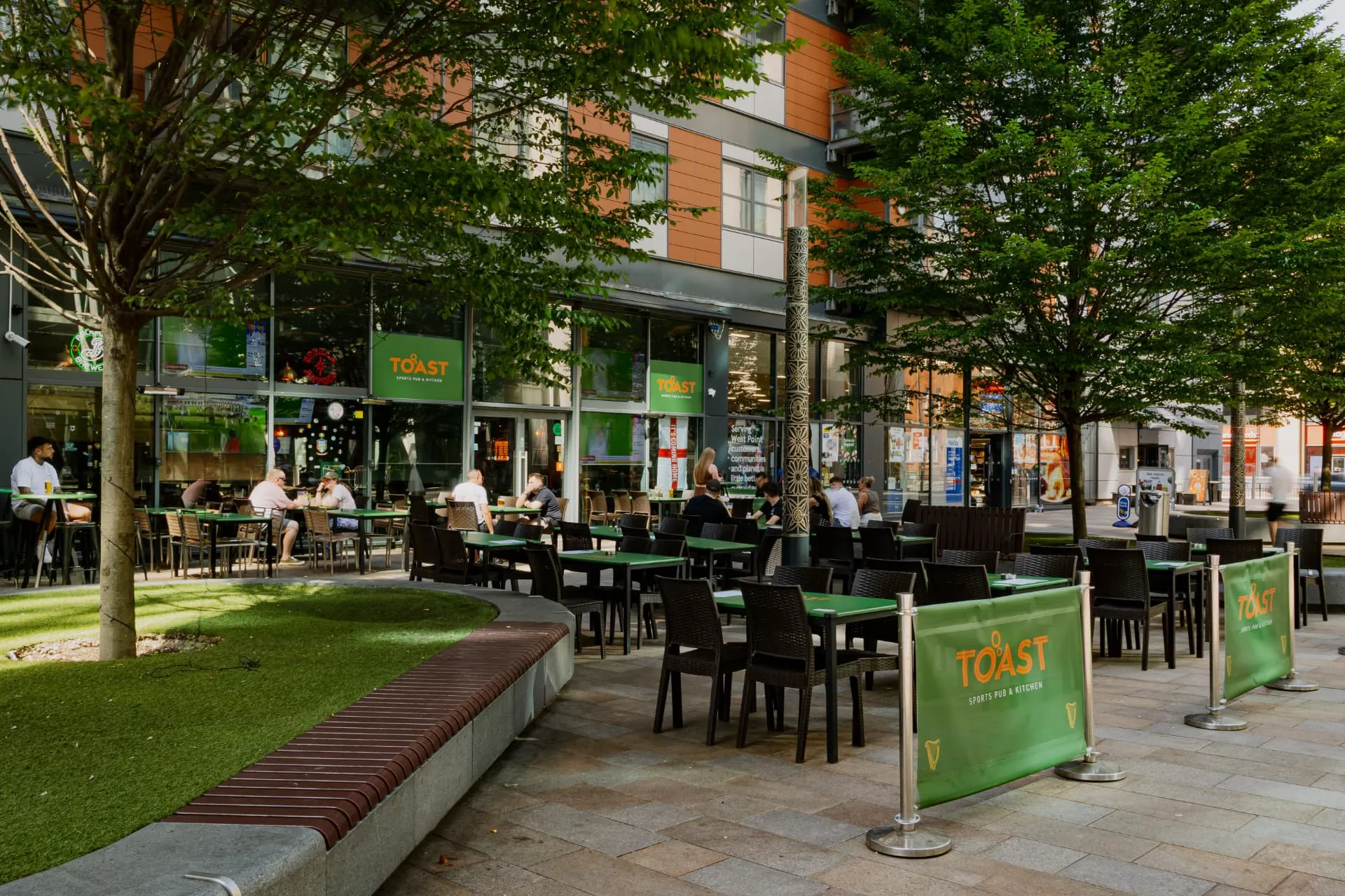 Toast's outdoor terrace at West Point, Wellington Street, Leeds